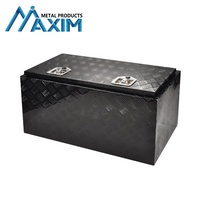 Boîte à outils robuste en aluminium noir pour le dessous de caisse de camion |   Pneu à 5 barres |   Serrure de sécurité pour pick-up, remorque et rangement de camping-car