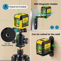 Niveau laser rotatif professionnel de qualité industrielle et DIY, 2 points verts, auto-nivelant, ligne verticale croisée pour la construction