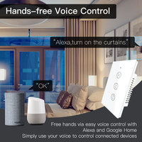 Interruptor Inteligente para Cortinas LangYeao Zigbee WiFi, Estándar Estadounidense, 600W, Panel Táctil de Vidrio para Persianas Enrollables, Compatible con Tuya, Alexa y Google Home