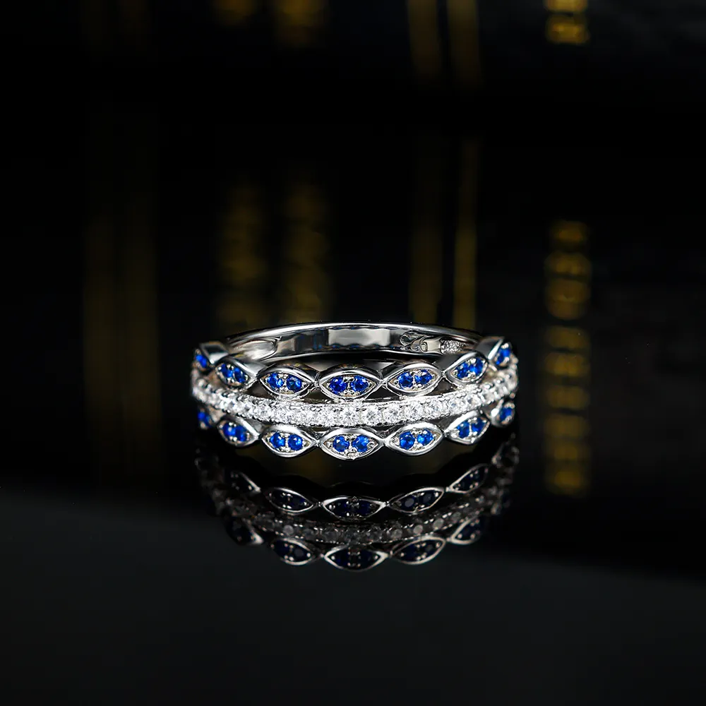 Grace Sieraden Aantrekkelijke Oogvorm Blauwe Edelsteen Spinel Custom Vrouwen Zilveren Meisjes Stijlvolle Ring Sieraden Met Natuursteen