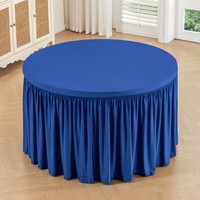 Taplak Meja Elastis Minimalis Bulat Warna Solid Bahan Sutra Susu untuk Acara Pernikahan Luar Ruangan Grosir