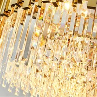 Grande lampe à suspension en or design français vintage personnalisée K9 lustres ronds en aluminium avec anneau en cristal pour le salon et la salle à manger