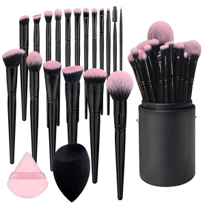 Juego de 18 Brochas de Maquillaje Profesionales de Fibra Sintética, Brocha para Polvo Suave en Ángulo, Mango de Madera, para Rostro, Ojos, Rubor, Corrector, Labios y Cosméticos - Product Image 1