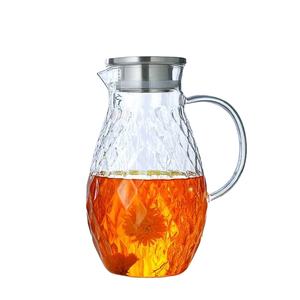 60 Oz thủy tinh borosilicate mô hình kim cương Ấm đun nước Vàng nắp bình cho trà cà phê sữa nước trái cây đồ uống nóng/lạnh Jug cho Ice Maker - Product Image 1