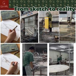 โต๊ะอาหารหินอ่อนธรรมชาติ GOLDKING รูปทรงหยดน้ำ ดีไซน์ทันสมัย ขอบโค้งมน แข็งแรง ทนทาน เหมาะสำหรับบ้านพักตากอากาศสุดหรู - Product Image 6