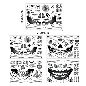 Nuovo Halloween <span class=keywords><strong>divertente</strong></span> teschio del <span class=keywords><strong>tatuaggio</strong></span> adesivi horror make up, spaventosi tatuaggi per il viso - Product Image 3