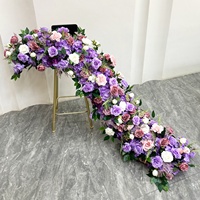 Chemin de table rond en forme de cercle de roses blanches pour mariage, décoration florale, rangée de fleurs pour la scène