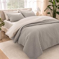 Ensemble de couvre-lit léger, alternative au couvre-lit matelassé - Couvre-lit matelassé toutes saisons gris clair