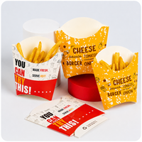Boîte à frites jetable personnalisée sans pliage, en papier alimentaire, pour emballage de snacks, poulet frit et plats à emporter
