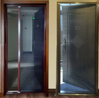 Moustiquaire de porte coulissante pliante à rail bas en alliage de zinc, anti-insectes et anti-animaux, pour fenêtres et portes, accessoires anti-moustiques