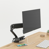 Support de bureau pour écran d'affichage à ressort à gaz en aluminium robuste OMNI blanc pour écran de 10 à 30 pouces, bureau moderne