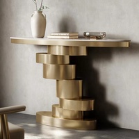 Tables console modernes en marbre personnalisées Table console en ardoise base en acier inoxydable titane noir couloir de salon