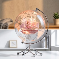 Globe terrestre de bureau vintage personnalisé, lampe décorative, globes terrestres LED, carte du monde