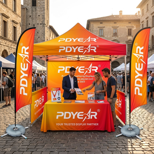 เต็นท์พับได้สำหรับงานแสดงสินค้า ขนาด 10x10 ฟุต (3x3 เมตร) พิมพ์โลโก้ตามสั่ง สำหรับโฆษณาภายนอกอาคาร เหมาะสำหรับงานแสดงสินค้า งานอีเว้นท์ ตลาดนัด และร้านอาหาร - Product Image 6