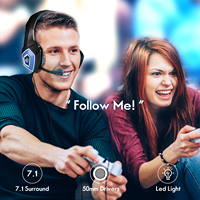 Headset Gaming, earphone Over-ear Ps4 dengan mikrofon RGB video game