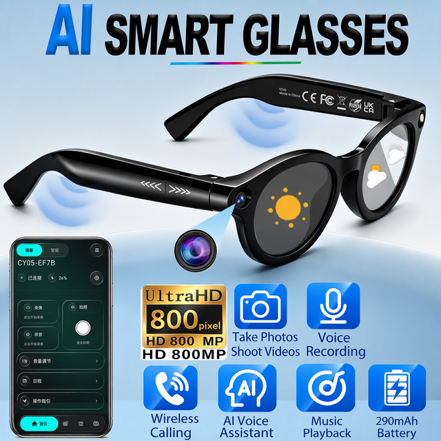 Ai Smart Glasses With Camera 4k  Video Recording AI Assistant Smart Glasses Touch Control 290mah AI Glasses for Outdoor Sports