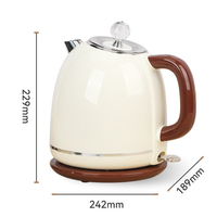 Bouilloire électrique rétro de haute qualité de 1,8 litre, double paroi, nouveau design, chauffe-eau avec contrôle de la température pour un usage domestique
