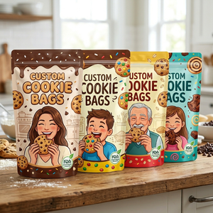 Cookie <b>Bags</b> Glossy <b>Plastic</b> Resealable Moisture Proof Custom Logo Bakery Snack 3oz 8oz Window Pouch Wholesale OEM Accepted - Product Image 2