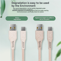 Câble de données USB écologique en paille de blé, câble de charge biodégradable, vie verte pour Samsung, pour Huawei, Xiaomi-M, Android type C