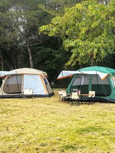 Черная двухслойная палатка для кемпинга с двумя спальнями и одной гостиной, водонепроницаемая, солнцезащитная, для <span class=keywords><strong>1</strong></span>-6 человек - Product Image 5