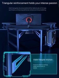 華新モダンスタイル伸縮式長方形カーボンファイバーゲーミングデスク、収納引き出し付き、ホームオフィスやリビングルームに十分な大きさ - Product Image 4