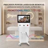 Système professionnel CE ROHS ISO 808nm 3-en-1, machine d'épilation laser diode indolore à triple longueur d'onde (755, 808, 1064) avec technologie Ice Titanium pour la peau