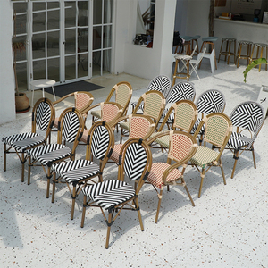 Meubles de café en rotin d'aluminium pour l'extérieur Chaise en rotin empilée de patio Chaise en rotin français Chaise de bistro de jardin en bambou de <span class=keywords><strong>Paris</strong></span> - Product Image 6
