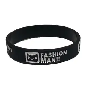 Bracelets en caoutchouc noir blanc mélange de couleurs Bracelet en silicone Logo de l'équipe personnalisé cadeau imprimé Design adulte unisexe