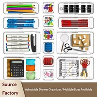Boîte de rangement rétractable intégrée avec compartiments pour cosmétiques, rouges à lèvres, organisateur de bureau, séparateur de bureau/coiffeuse en plastique