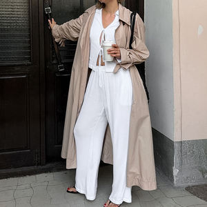 Enyamiファッションホワイトレースアップカーディガン長袖パンツワイドレッグパンツツーピーススーツスプリングレジャー<span class=keywords><strong>2</strong></span>ピースセット - Product Image 3