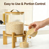 Seau à riz en verre borosilicate de haute qualité, balance de cuisine en verre jetable avec couvercle, résistant à la chaleur et écologique