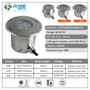 Подводный светодиодный светильник из нержавеющей стали 316L, IP68, для бассейнов, теплый белый и RGB, корпус светодиодной лампы морского класса - Product Image 3