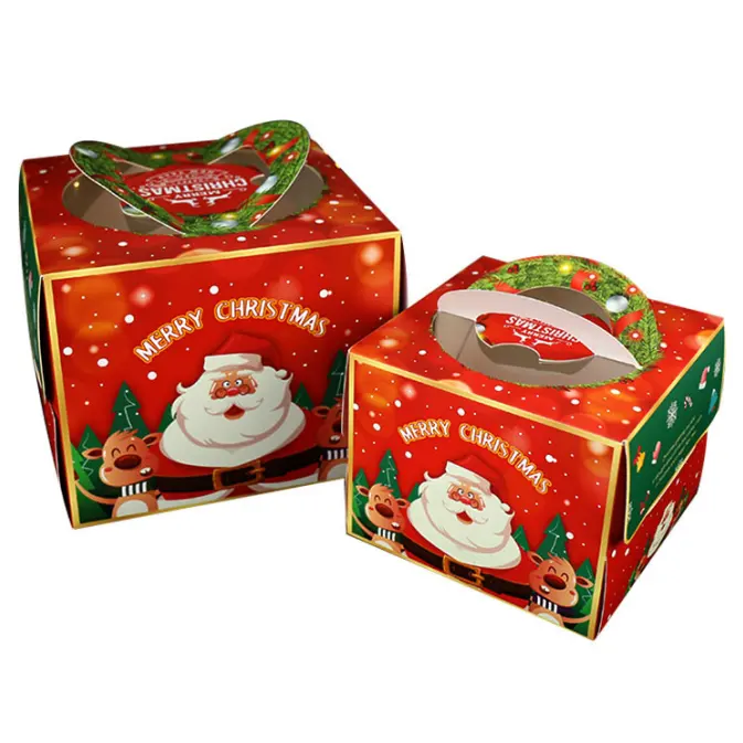 custom 6/8/10/12 inch corrugated cardboard paper box stock packaging cake box with window for Christmas