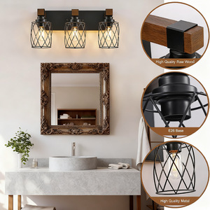 Lámpara de pared industrial de hierro, jaula de metal negro, bombilla E27, iluminación montada en la pared para dormitorio, sala de estar - Product Image 4
