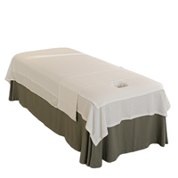 Ensemble de draps de table de massage blancs de 3 pièces Ensemble de couvre-lit facial de qualité supérieure de luxe