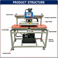 Nouvelle presse à chaud hydraulique semi-automatique robuste 40x60cm à double station pour vêtements avec écran tactile LCD numérique