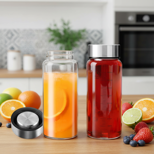 Bouteille d'eau de 500 ml à large ouverture, anti-fuite, personnalisée, en borosilicate résistant à la chaleur, design sportif, lavable au lave-vaisselle, gobelet à thé - Product Image 1