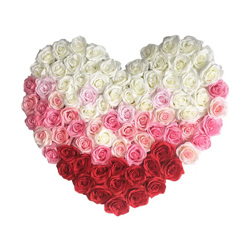 Mejor Flor de pared de decoración de la boda Artificial en forma de corazón Rosa flor de la pared de fondo
