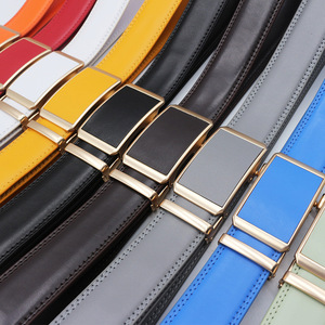 Cintura da <span class=keywords><strong>Donna</strong></span> <span class=keywords><strong>in</strong></span> Vera <span class=keywords><strong>Pelle</strong></span> di Vacchetta con Fibbia Automatica Personalizzata, Colori Vivaci, per Abiti Formali e Business - Product Image 1
