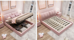 Cama Princesa Rosa de Lujo, Muebles de Dormitorio de Estilo Americano Moderno, Sala de Estar de Lujo Ligero para Niños, Apartamento Escolar - Product Image 3