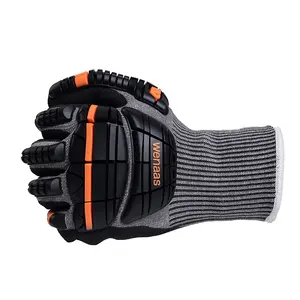 Hight chất lượng 13 gaguge HPPE cát đen Nitrile găng tay tráng với pressedtpr trên lưng và ngón tay Găng tay an toàn