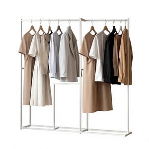Minimalist Metal Clothing <b>Rack</b> Standing Type Double Tier Multifunctional Storage Holder for Bedroom Living Room Dorm Office - Product Image 6