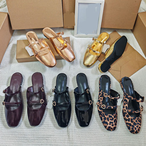 Nuove Ciabatte Donna Estive 2026 con Punta Quadrata Dorate, Casual da Esterno, Leggere e Comode, Sandali Bassi da Donna - Product Image 2