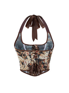 Top Halter Estilo Pintura al Óleo con Diseño de Espina de Pescado, Corsé Reductor de Cintura, Sin Tirantes, Prenda Exterior Delgada, <span class=keywords><strong>Ropa</strong></span> de <span class=keywords><strong>Yoga</strong></span>, Nylon + Spandex - Product Image 3