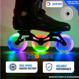 Roues de patins à roulettes en ligne à LED clignotantes à changement de couleur, en PU haute résilience 85A, 72/80/100/110/125mm, prix usine, fabricant - Product Image 1