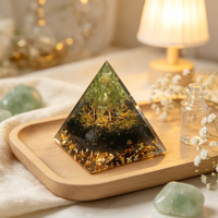 Pyramide en résine Arbre de Vie avec billes de cristal d'améthyste en gros, décorations artisanales pour la maison et le bureau
