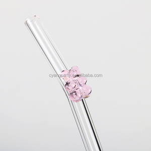 Pajitas con abalorio de vidrio de oso de goma, Pajita de vidrio de 16oz con abalorio de diseño de oso - Product Image 4