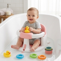 Chaise de bain antidérapante pour bébé, siège de douche pour nourrissons avec barre de sécurité avant et ventouses puissantes, matériau PP+TPR, 0-18 mois