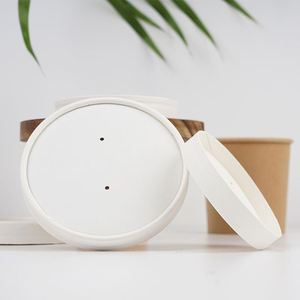 Couvercle jetable en papier biodégradable à 100 % pour seau à soupe à emporter, vente en gros d'usine, respectueux de l'environnement - Product Image 3