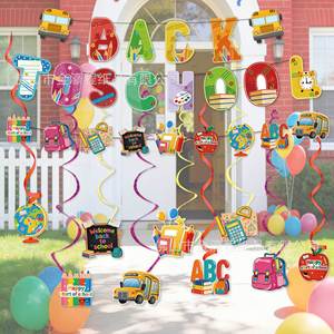 Back To School Letter Banner Party <b>Decorations</b> <b>Paper</b> Die Cut Garlands Classroom <b>Decoration</b> Set For School Events - Product Image 1